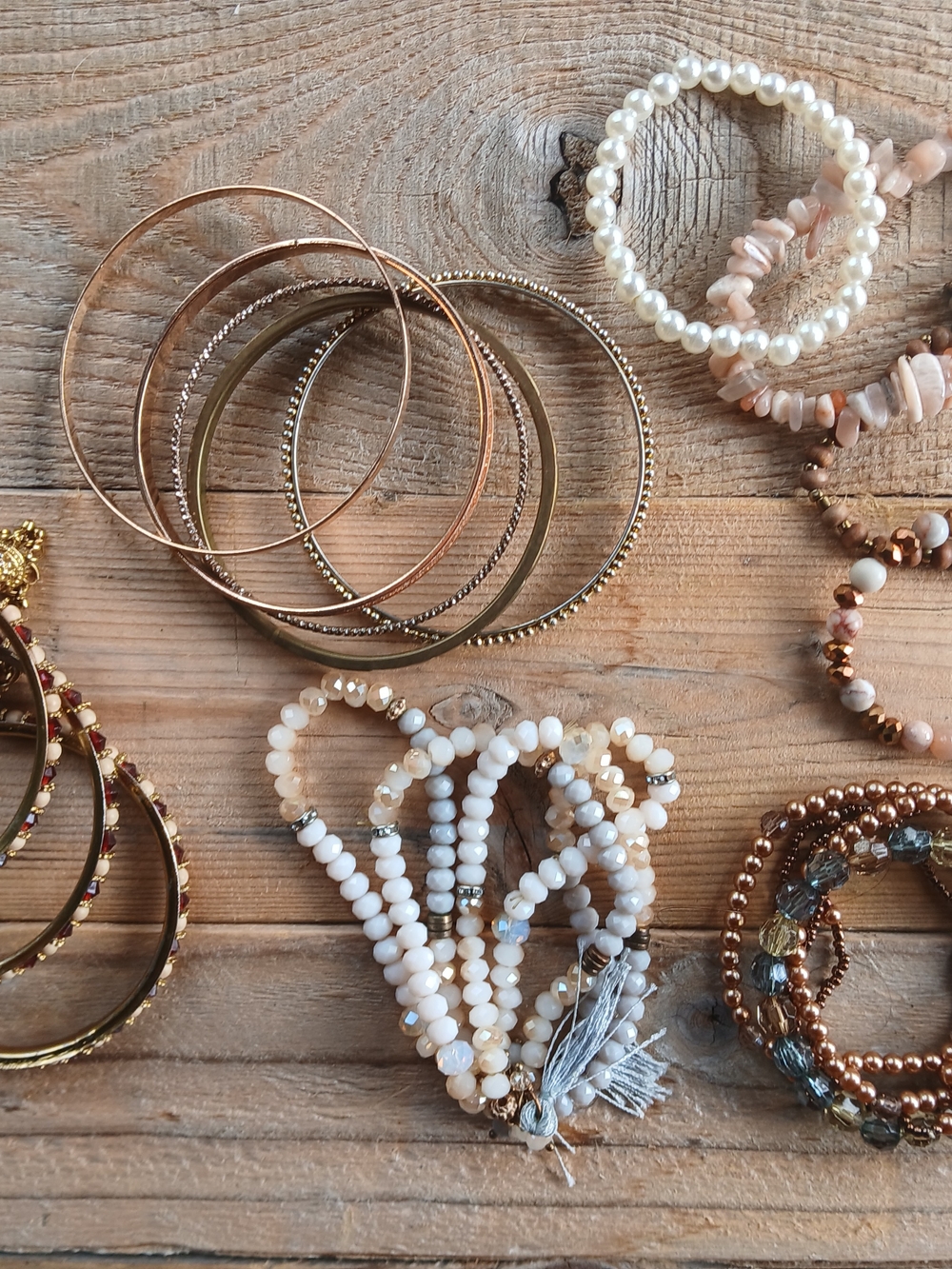 Elegant Rose Gold and Pearl Bracelet Set - Women Jewelry